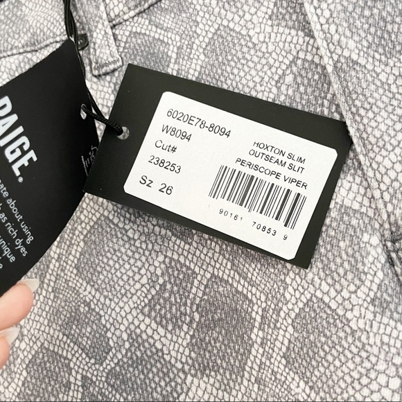 Nwt PAIGE Hoxton Slim Snakeskin Jeans Periscope Viper 26 - Picture 4 of 14